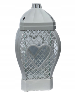 lampáš na sviečku Glamour Heart Openwork Large čierny 37cm
